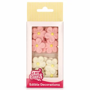 Décors en pâte à sucre Marguerite Funcakes Rose & Blanc